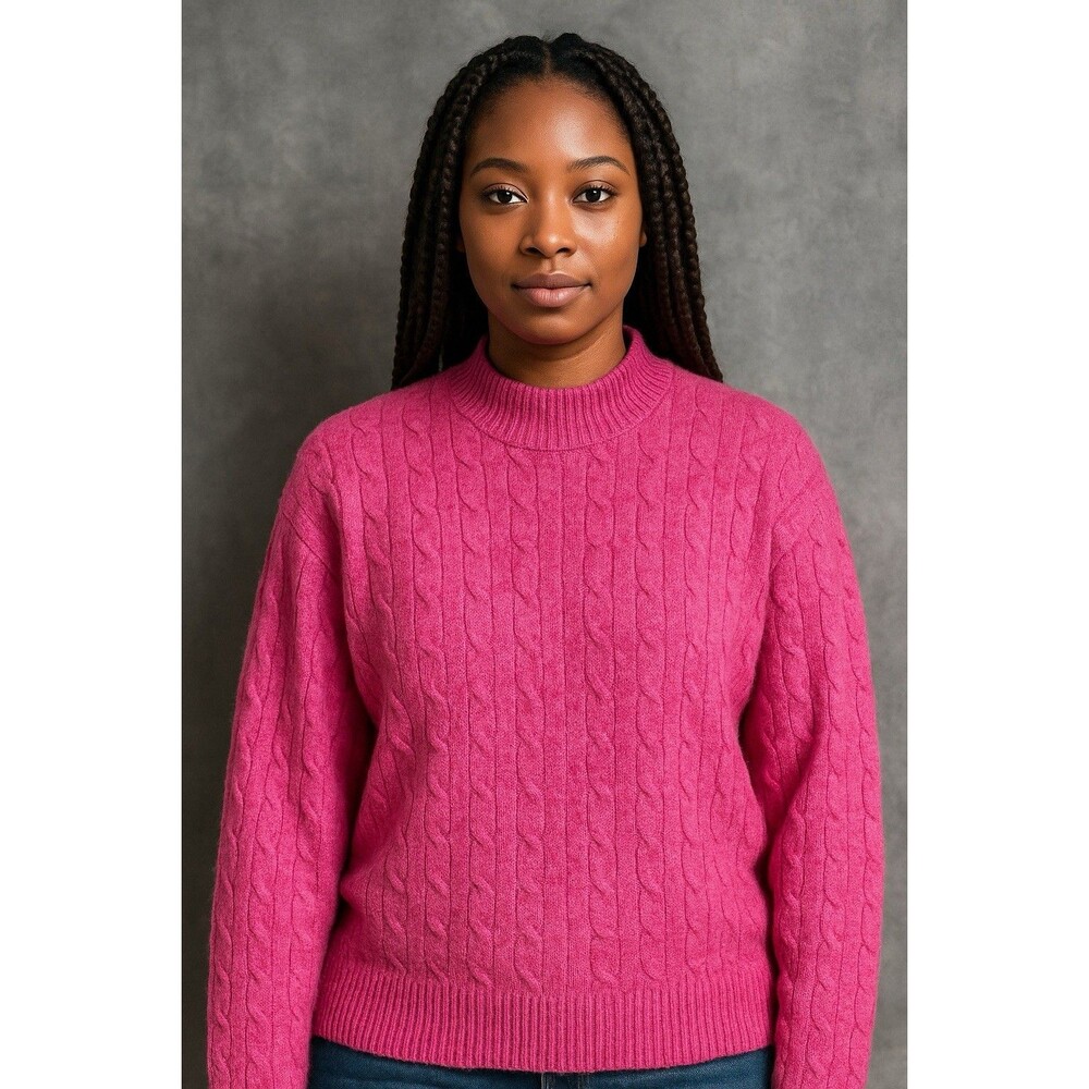 J. Crew Womens Pullover Sweater Size  Medium Cable Knit Pink‎ Cottage  Core